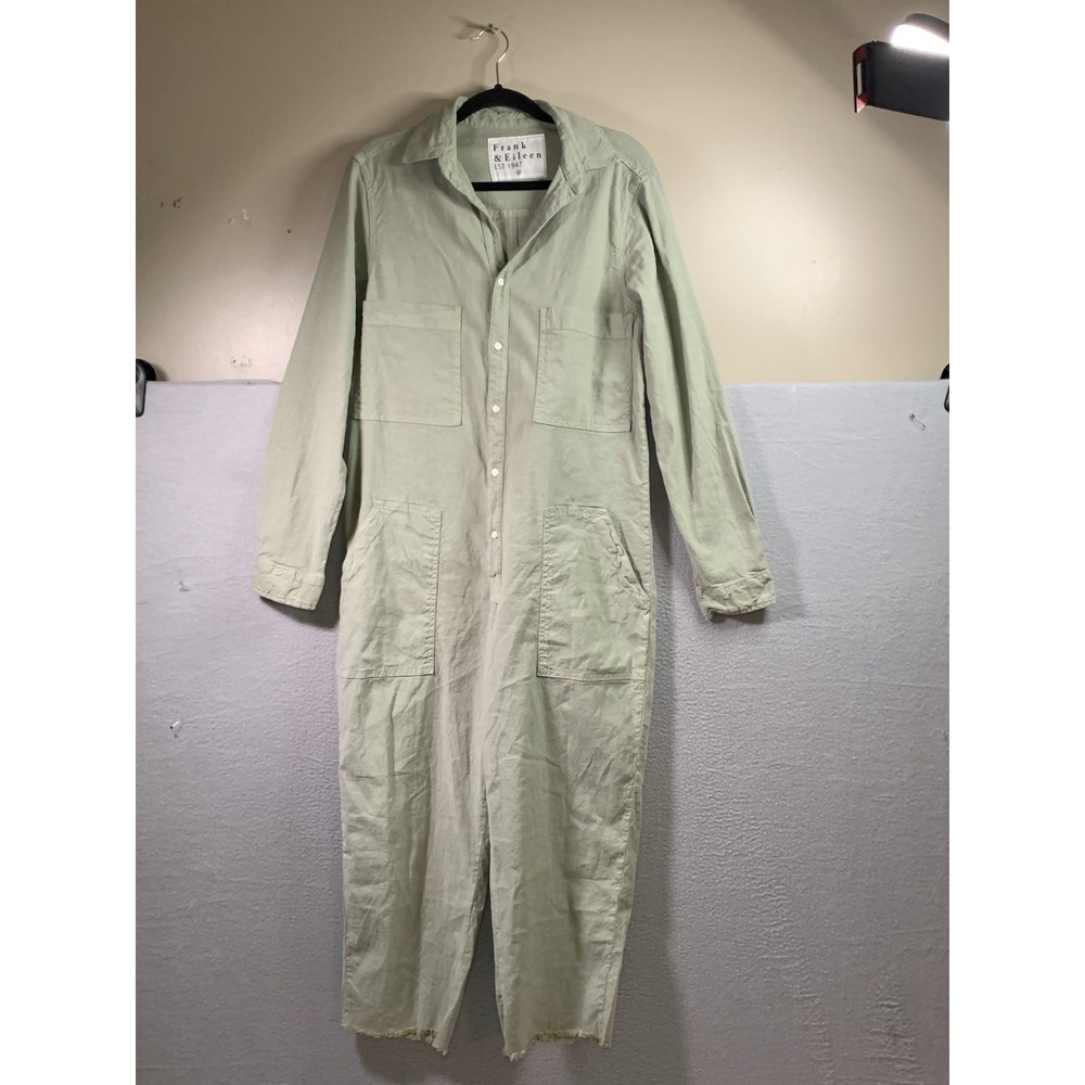 Frank & Eileen $488 Northern Ireland Italian Performance Linen Jumpsuit Sage; M